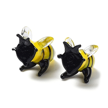 Home Decorations, Handmade Lampwork Display Decorations, Bees, Yellow and Black, 20~26x12x17~20mm