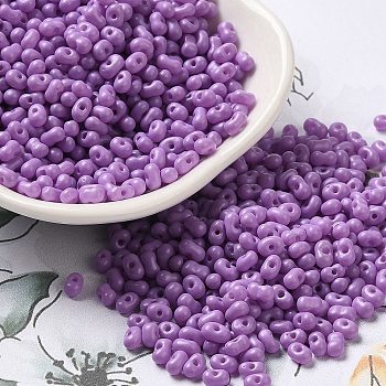 Baking Paint Glass Seed Beads, Peanut, Lilac, 3.5~4x2~2.5x2~2.3mm, Hole: 0.8mm