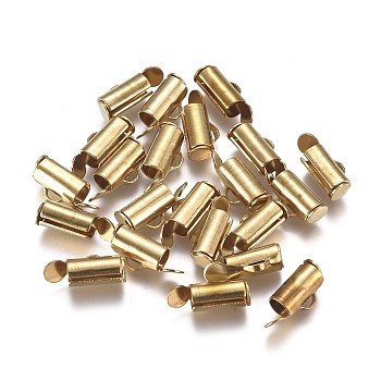 Brass Slide On End Clasp Tubes, Slider End Caps, for Ball Chains, Golden, 9x5.5x4mm, Hole: 1mm, Inner Diameter: 3mm