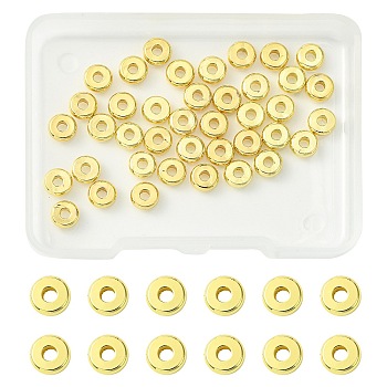 40Pcs 2 Styles Brass Spacer Beads, Flat Round, Golden, 6x1.5~2mm, Hole: 2mm, 20pcs/style
