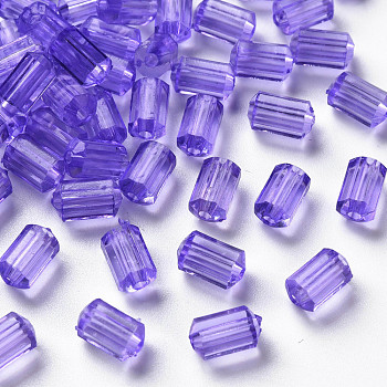 Transparent Acrylic Beads, Faceted, Polygon, Medium Slate Blue, 9x5mm, Hole: 1.8mm, about 3496pcs/500g