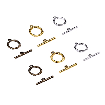 PandaHall Elite Alloy Toggle Clasps, Mixed Color, Ring: 20.5x17mm, Hole: 2mm, Bar: 26x6x3mm, hole: 2mm, 60sets/box