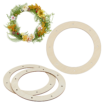 Unfinished Wood Wreath Frames, Ring, Antique White, 200x2mm, Hole: 4mm, Inner Diameter: 150mm