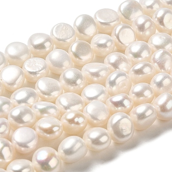 Natural Cultured Freshwater Pearl Beads Strands, Two Sides Polished, Grade 6A+, PapayaWhip, 7~8x7.5~8.5x5.5~6mm, Hole: 0.5mm, about 45~46pcs/strand, 13.78~13.58 inch(34.5~35cm)
