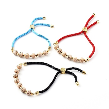 Natural Moon and Star Xingyue Bodhi Beads Nylon Cord Slide Bracelets, with Brass Beads, Mixed Color, Inner Diameter: 5/8~3 inch(1.6~7.6cm)
