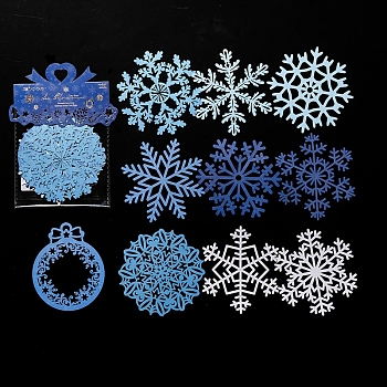 10 Pcs Christmas Theme Paper Stickers Set, Decorative Stickers, for Water Bottles, Laptop, Luggage, Cup, Computer, Mobile Phone, Skateboard, Guitar Stickers, Snowflake, 100x83~100x0.1mm