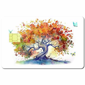 PVC Plastic Waterproof Card Stickers, Self-adhesion Card Skin for Bank Card Decor, Rectangle, Tree of Life, 186.3x137.3mm