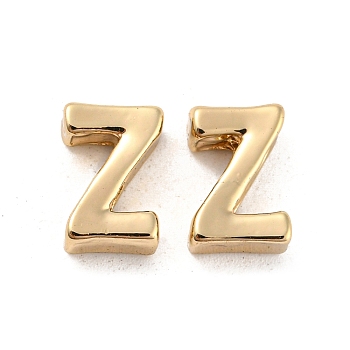 Golden Plated Alloy Beads, Initial Letter, Letter.Z, 10x3mm, Hole: 1.8mm