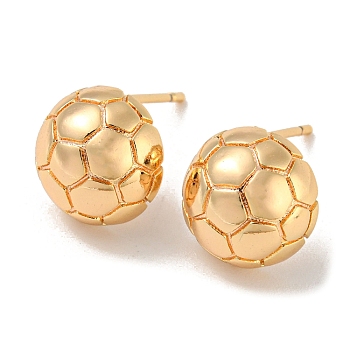 Brass Stud Earrings, Football, Real 18K Gold Plated, 10.5mm