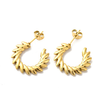 Ion Plating(IP) 304 Stainless Steel Leafy Branch Wrap Stud Earrings for Women, Golden, 20.5x20.5x2.5mm, Pin: 0.9mm