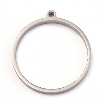 304 Stainless Steel Open Back Bezel Polishing Pendants, For DIY UV Resin, Epoxy Resin, Pressed Flower Jewelry Pendants, Ring, Stainless Steel Color, 30.5x28x3mm, Hole: 2mm