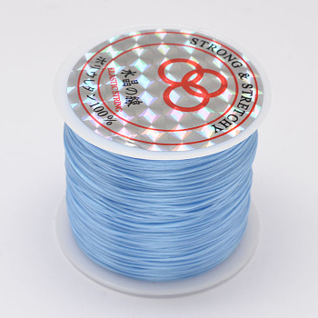 Flat Elastic Crystal String, Elastic Beading Thread, for Stretch Bracelet Making, Light Sky Blue, 0.8mm, about 54.68 Yards(50m)/Roll