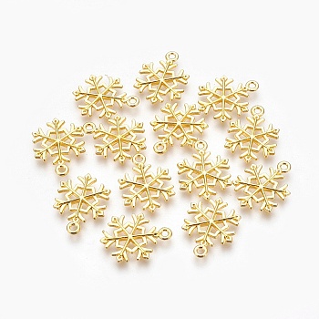 Tibetan Style Alloy Pendants, Lead Free & Cadmium Free, Snowflake, for Christmas, Golden, 21x16x2mm, Hole: 2mm