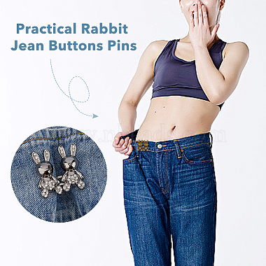 10Pcs 5 Colors Rabbit Shape Alloy Adjustable Jean Button Pins(AJEW-DC0001-17)-6