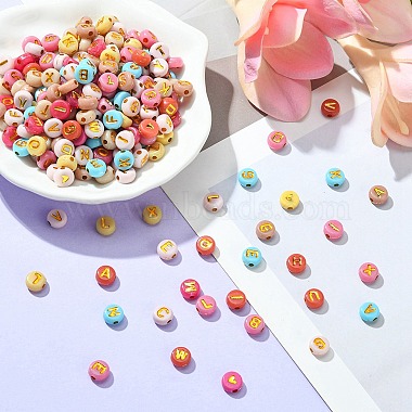 300pcs 2 Styles Opaque Mixed Color Acrylic Beads(MACR-YW0002-58A)-5