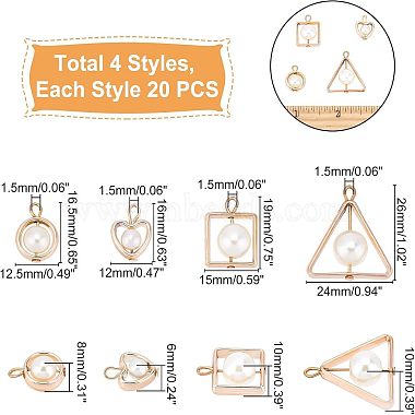 chgcraft 80pcs 4 pendentifs en plastique abs de style perles d'imitation(PACR-CA0001-11)-2