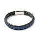 Cowhide Braided Flat Cord Bracelet with 304 Stainless Steel Magnetic Clasps(BJEW-H552-01P-04)-1