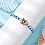 Glass Seed Beaded Braided Beads Bracelets for Women, Evil Eye, Deep Sky Blue, Inner Diameter: 1-7/8~3-1/8 inch(4.65~8cm)(BJEW-MZ00122-02)