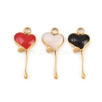 304 Stainless Steel Enamel Pendants, Melting Heart Charms, Ion Plating(IP), Real 18K Gold Plated, Mixed Color, 20x8.5x2mm, Hole: 1.8mm(STAS-K293-31G)