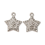 Alloy Pendants with Rhinestone, Star, Platinum, 20.5x17.5x3.5mm, Hole: 1.8mm(FIND-H051-09P)
