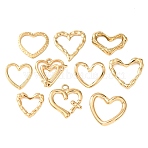 10Pcs 304 Stainless Steel Pendants, Heart Charm, Ion Plating(IP), Real 18K Gold Plated, 14~19x15~20x1.5~5mm, Hole: 1.6~2mm(STAS-P432-13G)