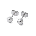 304 Stainless Steel Stud Earrings for Women, Round, Stainless Steel Color, 5mm(EJEW-E603-06A-P)
