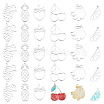 Alloy Open Back Bezel Pendants, For DIY Epoxy Resin, Pressed Flower Jewelry, Fruit Shape, Cadmium Free & Lead Free, Silver, 30pcs/box(PALLOY-OC0002-36S-RS)