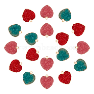 Nbeads Druzy Resin Pendants, with Edge Light Gold Plated Iron Loops, Heart, Mixed Color, 22.5x19.5x8mm, Hole: 1.8mm, 18pcs/box(DIY-NB0005-16)