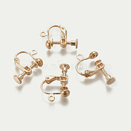 Rack Plated Brass Screw Clip-on Earring Findings, Spiral Ear Clip, Champagne Gold, 13x17x4.5mm, Hole: 1.6mm(KK-P169-04KCG)