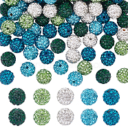 100Pcs 5 Colors Polymer Clay Pave Rhinestone Beads, Disco Ball Beads, Mixed Color, PP13(1.9~2mm), 6 Rows Rhinestone, 10mm, Hole: 1.5mm, 20pcs/color(RB-OC0001-10B)