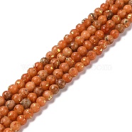 Assembled Natural Dolomite and Synthetic Opal Beads Strands, Dyed, Round, Dark Orange, 4mm, Hole: 0.9mm, about 100pcs/strand, 15.87''~15.94''(40.3~40.5cm)(G-Q017-G06-01B-1)