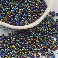 Opaque Glass Seed Beads, Peanut, Colorful, 3.5~4x2~2.5x2~2.3mm, Hole: 0.8mm(SEED-K009-06B-04)