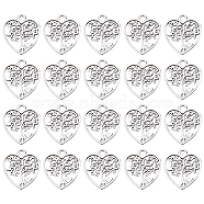 100Pcs Alloy Pendants, Heart with Tree Pattern Charm, Antique Silver, 18.5x17x1mm, Hole: 1.6mm(FIND-SC0008-29)