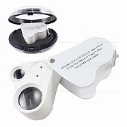 ABS Plastic Portable Magnifier, with Led Lights, Alloy Findings, Acrylic Optical Lens, White, Magnification: 30X, Lens: 17.5mm, Magnification: 60X, Lens: 8.8mm, 52x41x28mm(TOOL-I004-03)