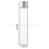 Clear Glass Bottles Bead Containers, Screw Top Bead Storage Tubes with Aluminum Cap, Column, Silver, 2.2x12cm, Capacity: 30ml(1.01fl. oz)(CON-WH0085-77I-01)