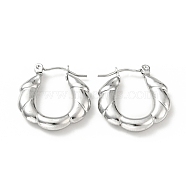 304 Stainless Steel Twist Rope Hoop Earrings for Women, Stainless Steel Color, 21x20x4mm, Pin: 0.8mm(EJEW-G293-11P)