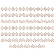 Golden Plated Enamel Alloy Charms, Enamelled Sequins, Flat Round, White, Letter.M, 14x12x2mm, Hole: 1.5mm, 100pcs/Box(ENAM-SZ0001-26A-M)