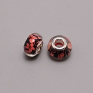 Acrylic European Beads, Large Hole Beads, Printing, Rondelle, Light Coral, 14x9mm, Hole: 5mm(TACR-TAC0006-01C)