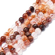Natural Red Hematoid Quartz/Ferruginous Quartz Beads Strands, Grade AB, Round, 6~7mm, Hole: 0.6mm, about 62~64pcs/strand, 14.96''~15.35''(38~39cm)(G-K245-A02-02)