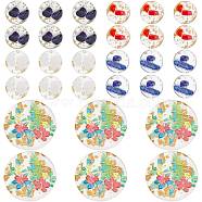 PandaHall Elite 30Pcs 5 Style Transparent Epoxy Resin Pendants, with Natural & Synthetic Gemstone with Gold Foil inside, Flat Round, 6pcs/style(KY-PH0001-16)