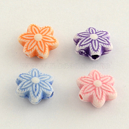 Craft Style Acrylic Beads, Flower, Mixed Color, 10x5mm, Hole: 2mm, about 1600pcs/500g(MACR-Q153-M058)
