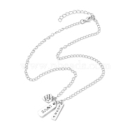Valentine's Day Alloy and 201 Stainless Steel Word Love Pendant Necklaces, Brass Cable Chains, Antique Silver, 18.39 inch(46.7cm)(NJEW-JN04693)