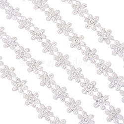 Polyester Lace Trim, Flower Pattern, White, 33mm(OCOR-TAC0008-19)