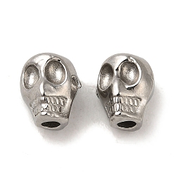 Non-Tarnish 304 Stainless Steel Beads, Skull, Stainless Steel Color, 7.5x6.5x5.5mm, Hole: 1.8mm(STAS-K285-49P)