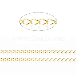 Brass Twisted Chains, Curb Chains, Soldered, with Spool, Oval, Lead Free & Nickel Free & Cadmium Free, Golden, 5x4x0.5mm, about 92m/roll(CHC-Q001-5x4mm-G)