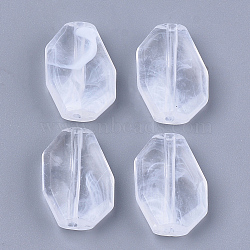 Acrylic Beads, Imitation Gemstone, Polygon, Clear & White, 20x13x5mm, Hole: 1.8mm, about 514pcs/500g(OACR-T006-069)