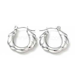 304 Stainless Steel Twist Rope Hoop Earrings for Women, Stainless Steel Color, 21x20x4mm, Pin: 0.8mm(EJEW-G293-11P)