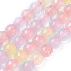 Natural White Jade Beads Strands, Dyed, Round, Colorful, 8mm, Hole: 1.2mm, about 49~50pcs/strand,  14.96 inch~15.35 inch(38~39cm)(G-I222-03C)