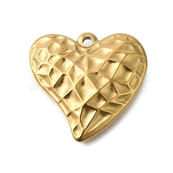 PVD Vacuum Plating 201 Stainless Steel Pendants, Heart Charm, Real 18K Gold Plated, 20x20x4mm, Hole: 1.6mm(STAS-C111-38G)