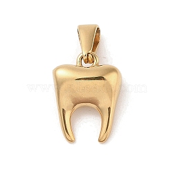 PVD Vacuum Plating 304 Stainless Steel Pendants, Tooth Charm, Golden, 16.5x12.5x6.5mm, Hole: 6x3mm(X-STAS-R232-02G)